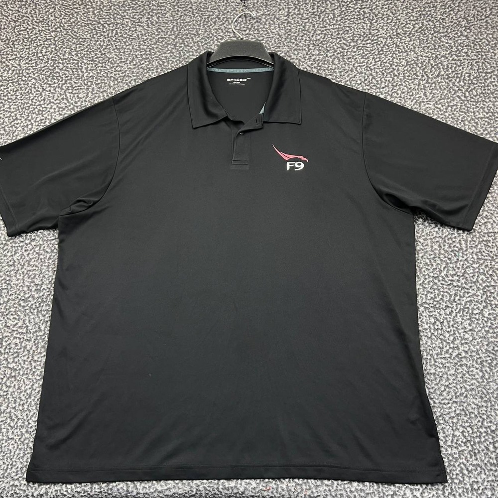SpaceX‎ Falcon 9 F9 Polo Shirt Men XXXXL Black Short Sleeve Collared New 4XL